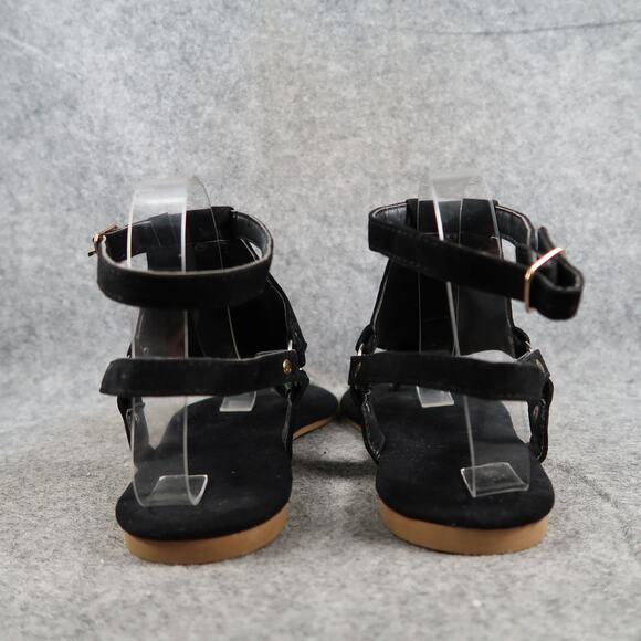 Casual Shoes Womens 8 Fashion Sandals Flats T Strap Black Thong Fashion Strappy - Picture 4 of 9